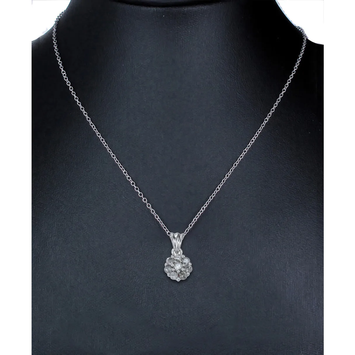 0.15 cttw Diamond Cluster Pendant Necklace 14K White Gold With 18 Inch Chain