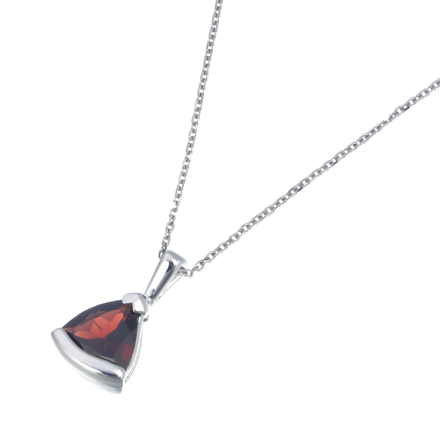 0.80 cttw Garnet Pendant Necklace .925 Sterling Silver 7 MM Trillion With Chain