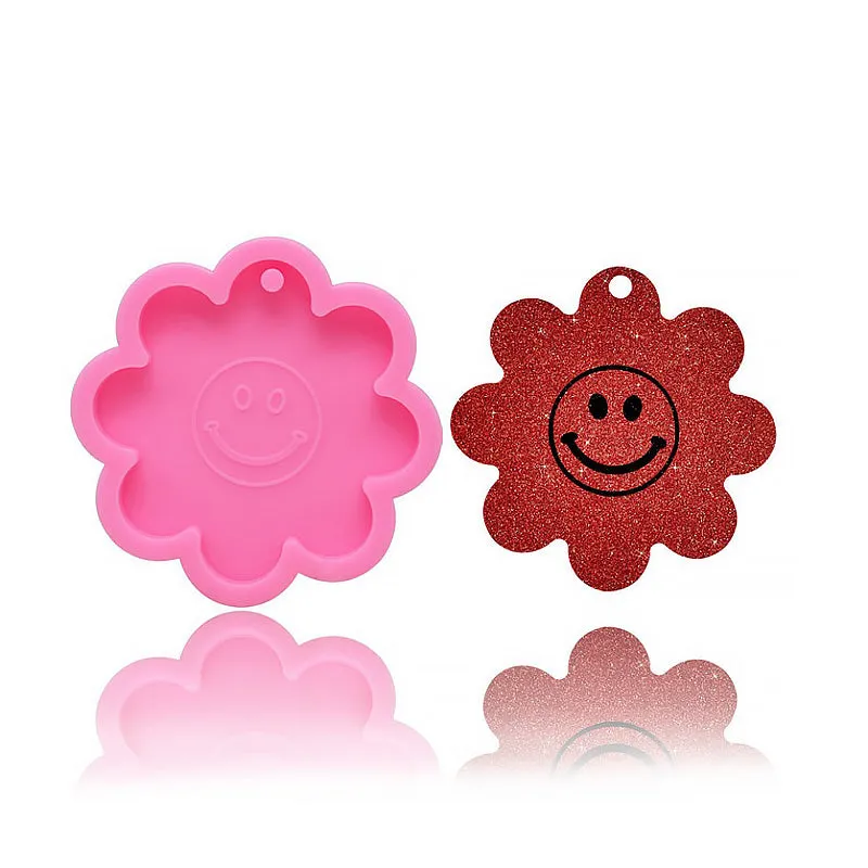 1 piece Shiny Smiling Flower Mold DIY Resin Keychain Mold Jewelry Making Mold 10336650