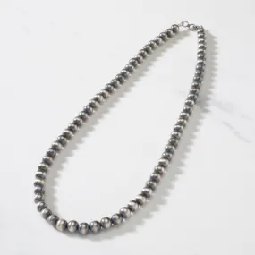 16 Single Strand 6mm Navajo Pearl USA Native American Made 925 Sterling Silver Necklace