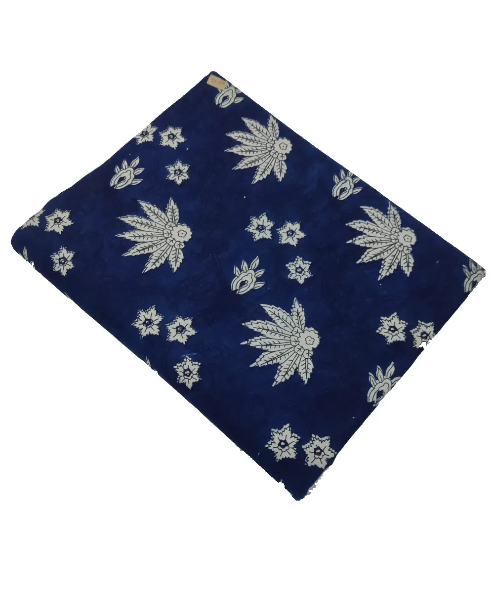 2.5m Blue leaf handblock printed cotton kurta material