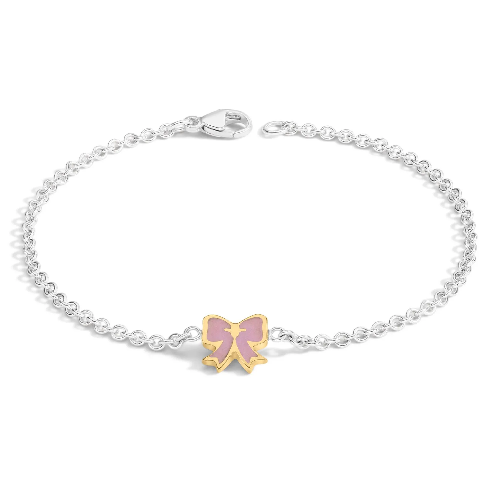 2mm Silver & Gold Enamel Bow Bracelet