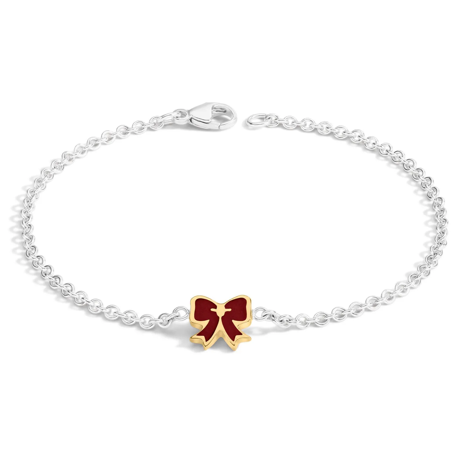 2mm Silver & Gold Enamel Bow Bracelet