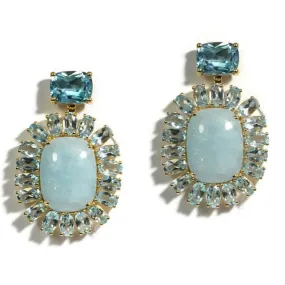 A & Furst - Sole - Drop Earrings with Milky Aquamarine and Sky Blue Topaz, 18k Yellow Gold