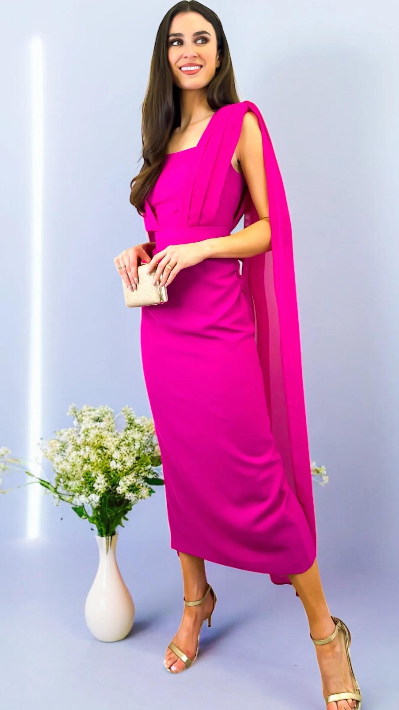 A1695 Pink Drape Daza Dress