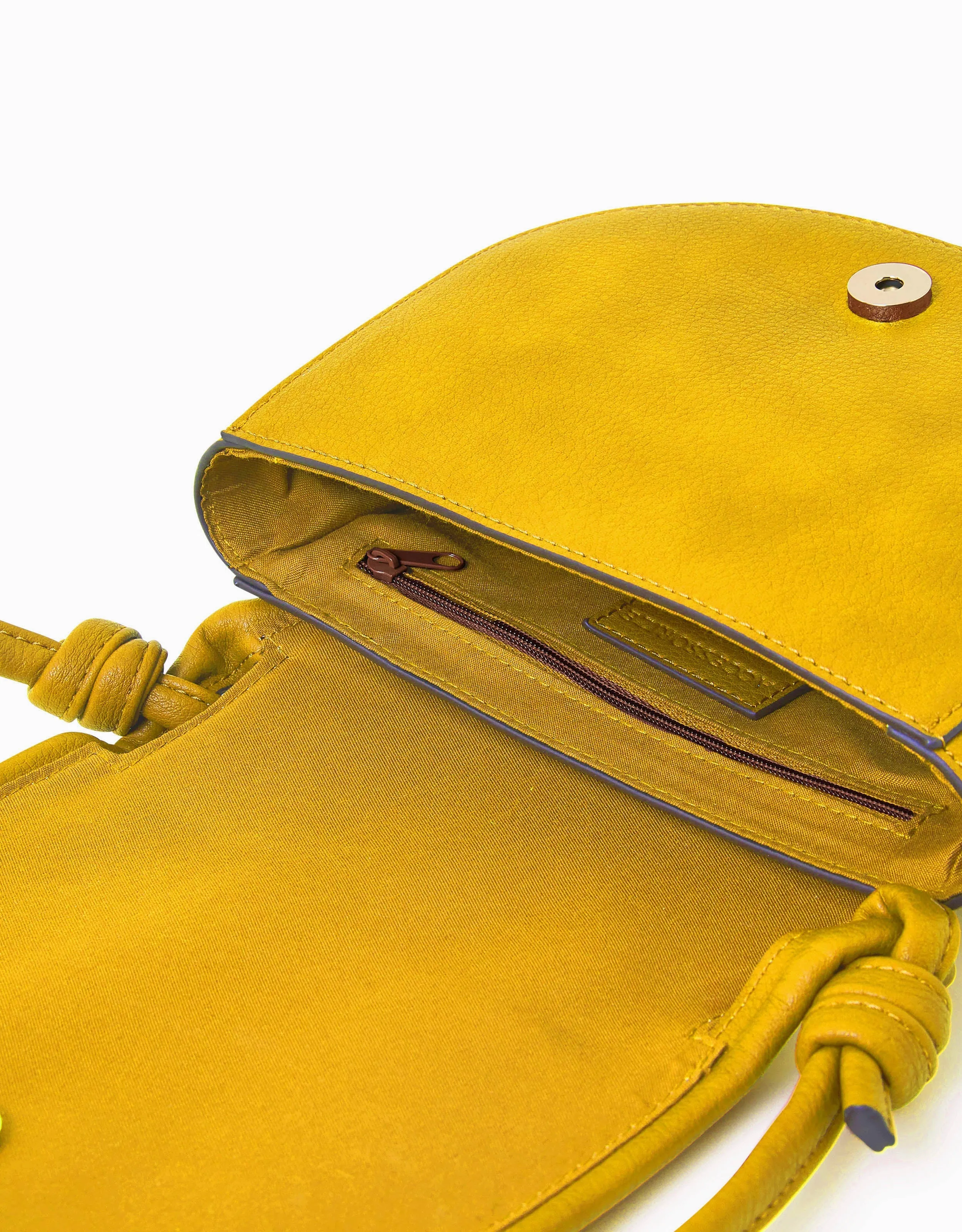 Accessorize London Yellow Knot Detail Saddle Sling Bag