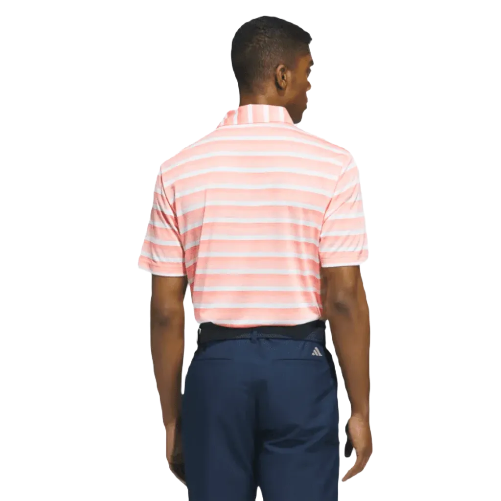 Adidas Two-Color Striped Polo Shirt - Peach