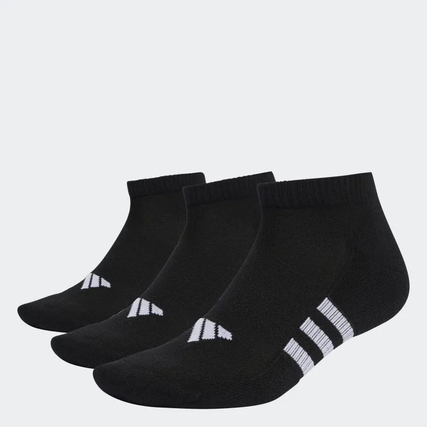 ADIDAS UNISEX PERFORMANCE CUSHIONED LOW 3 PACK BLACK SOCKS