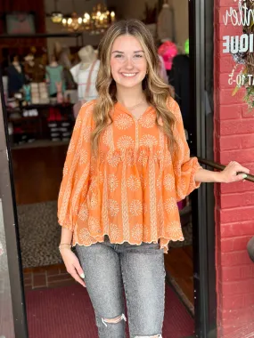 Apricot Dreams Embroidered Top