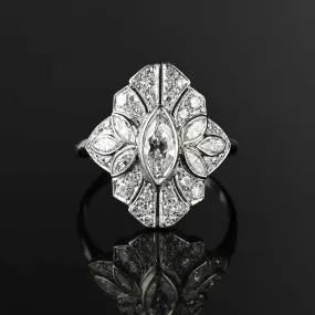 Art Deco Platinum Diamond Dinner Ring