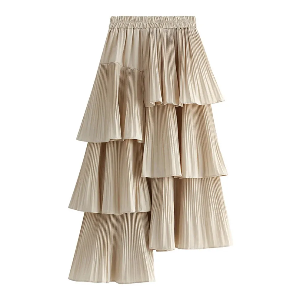 Asymmetrical Minimalist Skirts For Women High Waist Ruffles Irregular Temperament Skirt Female Fashion Clothing New