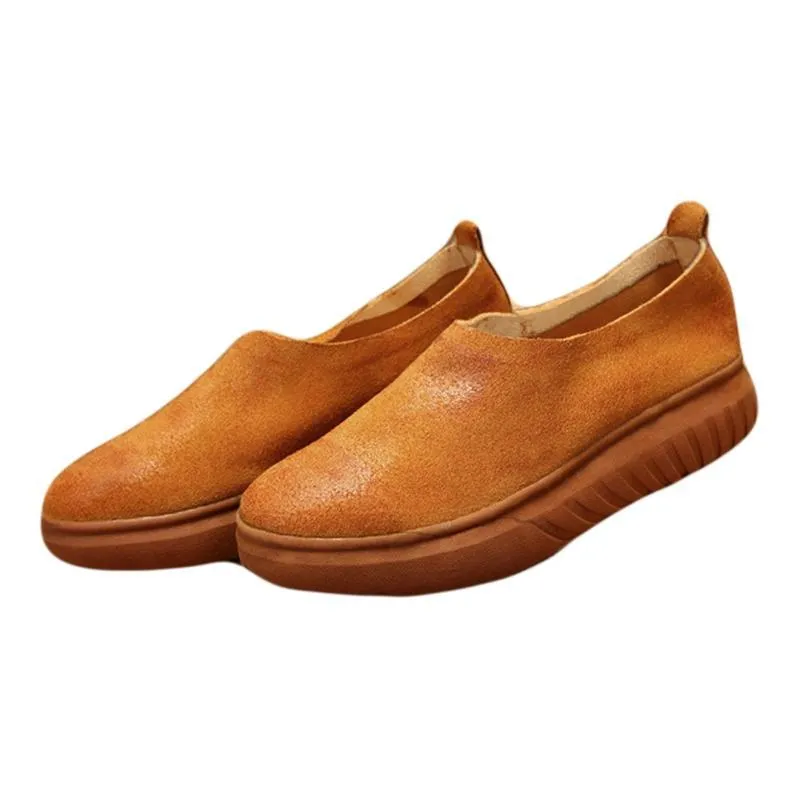 Babakud Leather Retro Soft Bottom Flat Casual Shoes