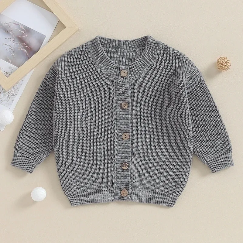 Baby Girls Button Down Sweater Cardigan - Gray Grey