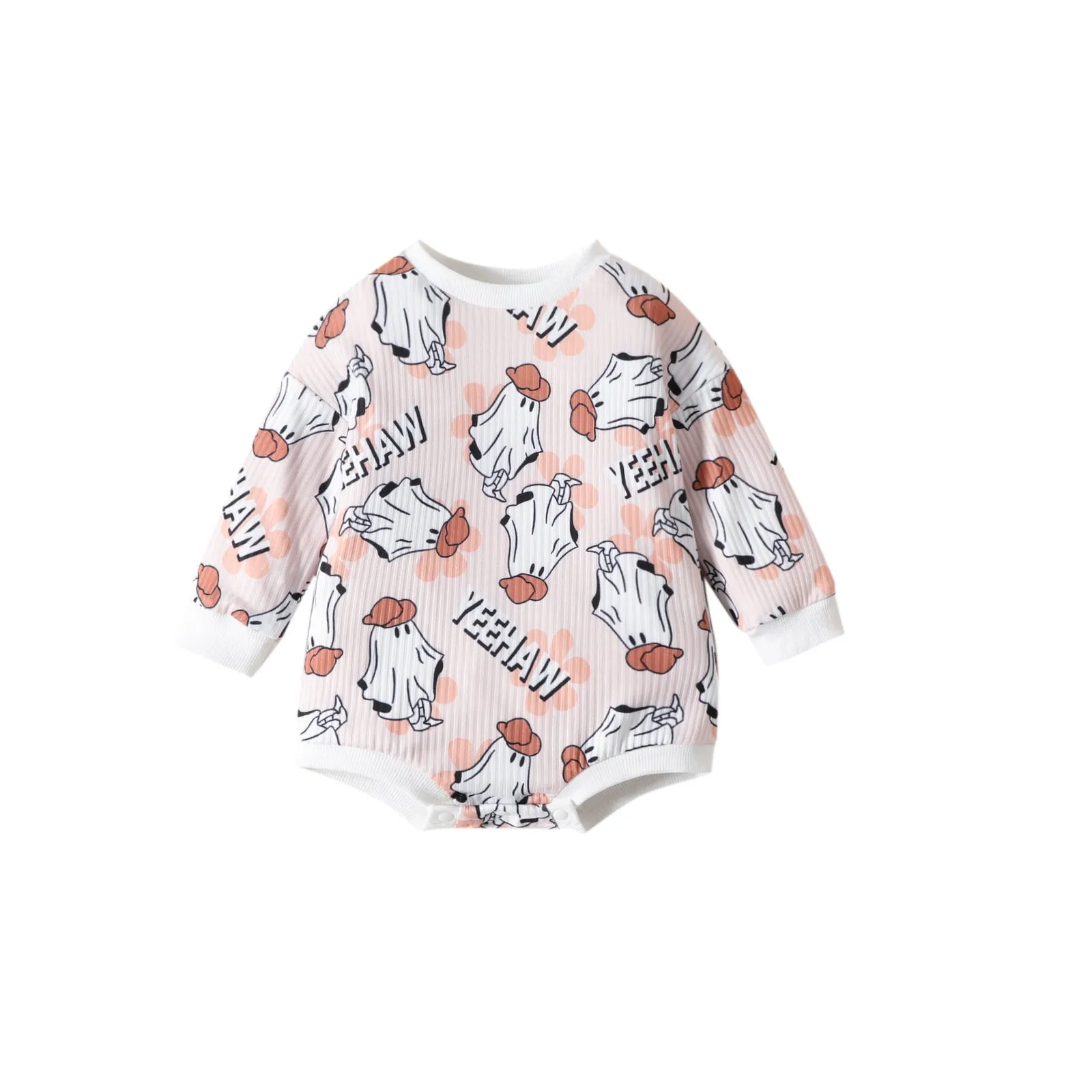 Baby Girls Letters Cartoon Print Halloween Rompers Wholesale 23090634