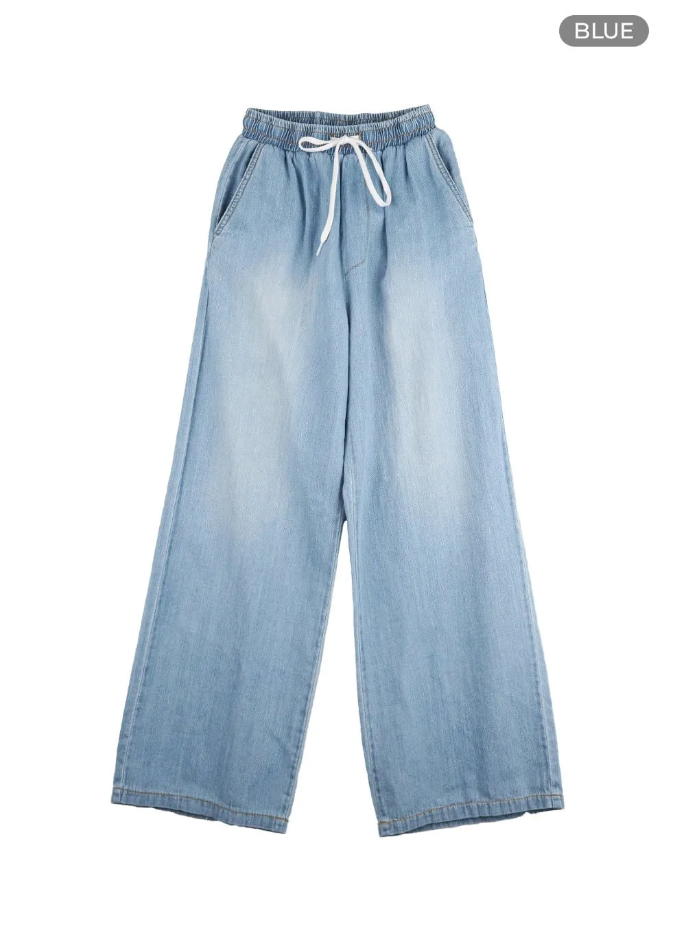 Banding Drawstring Baggy Jeans IU419