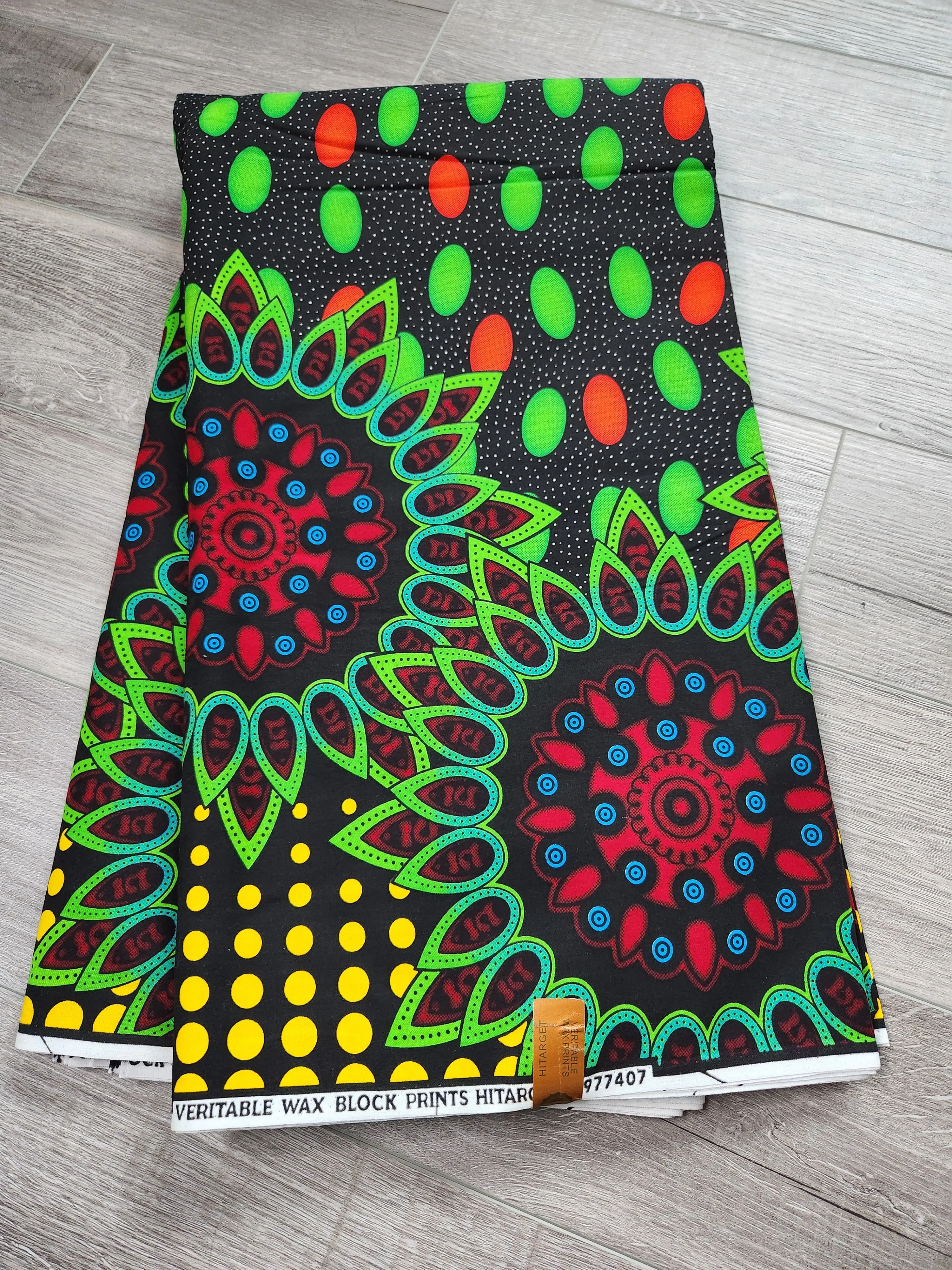 Black, Green and Red African Print Fabric, Ankara Fabric