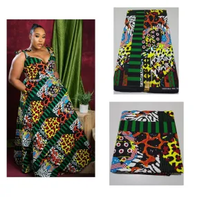 Black, Green, Blue and Red African Ankara Fabric