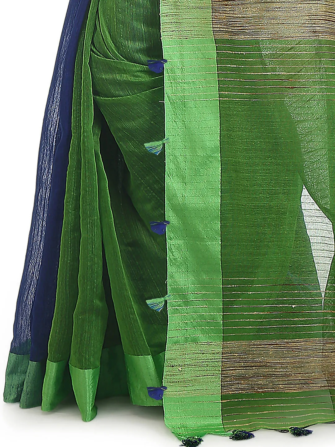 Blue green bengal handloom cotton blend saree