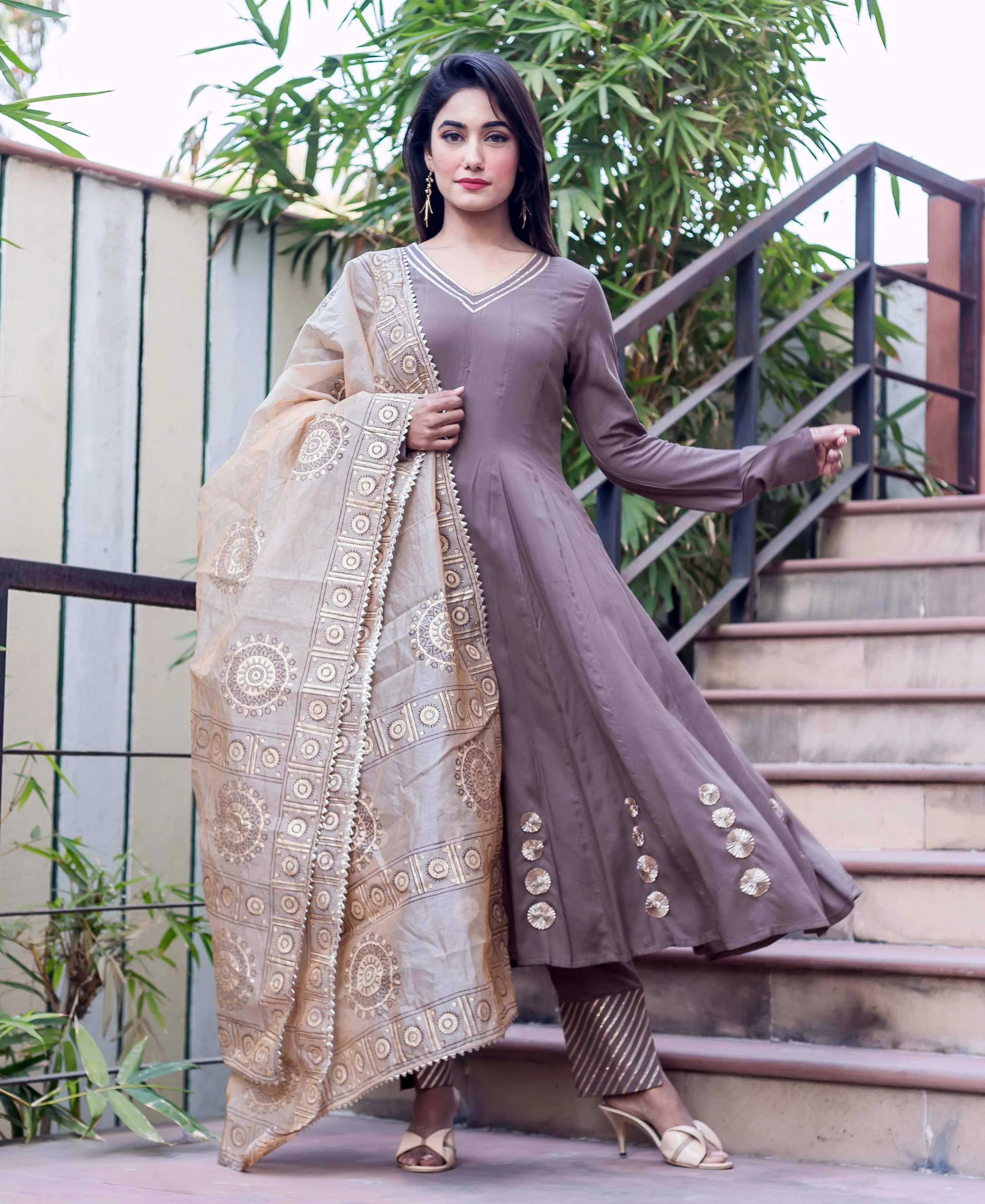 Brown Anarkali Kurta