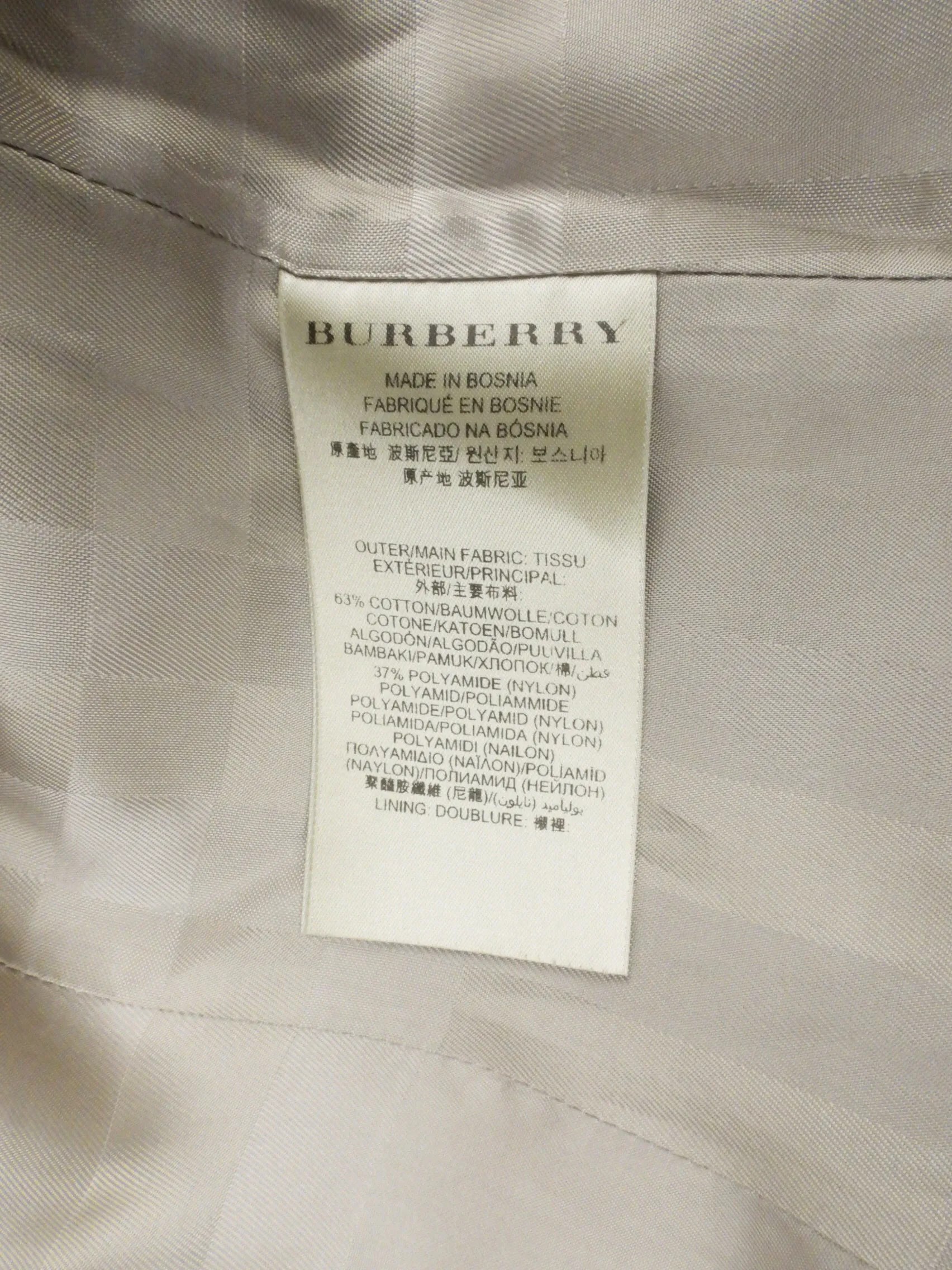 Burberry Beige Gabardine Canvas Trench Coat - IT38 / US4