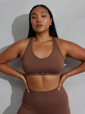 Circuit Rib Seamless Sports Bra - Chocolate