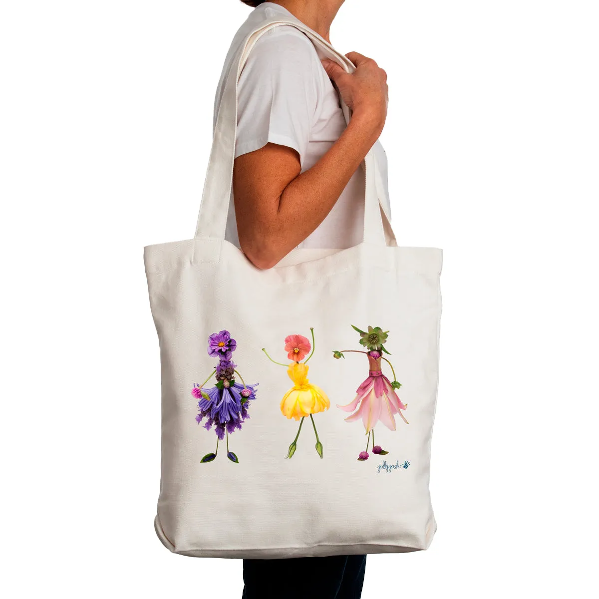 Cotton Canvas Tote Bag. Featuring a different Dancing Girl design on each side. Available in cream only.