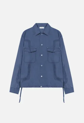 Cotton Poplin Frame II Snap Overshirt / Navy