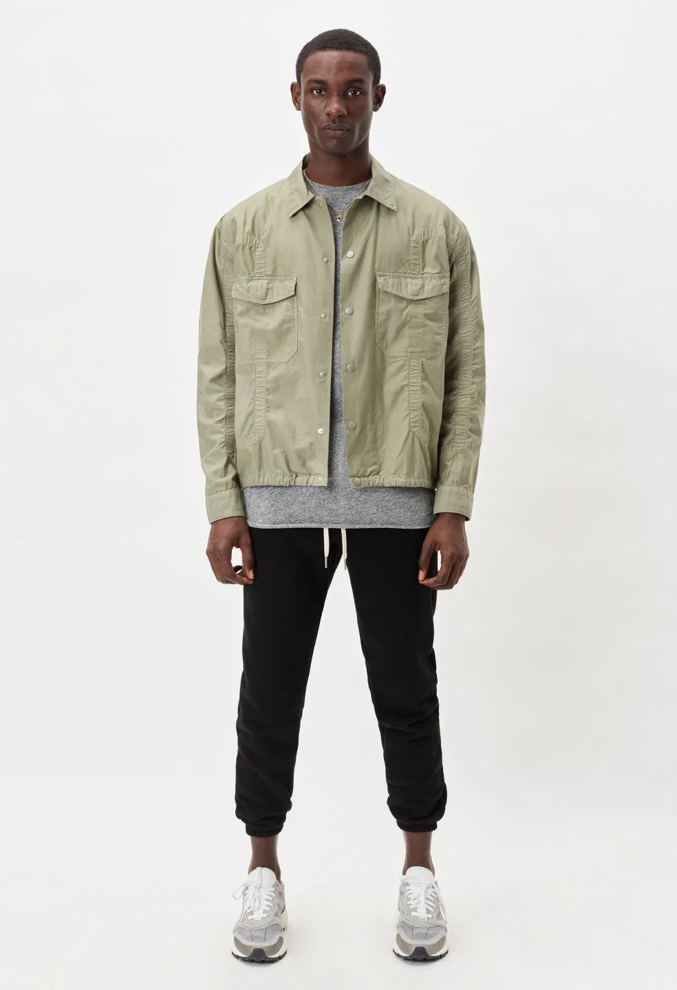 Cotton Poplin Frame Snap Overshirt / Olive