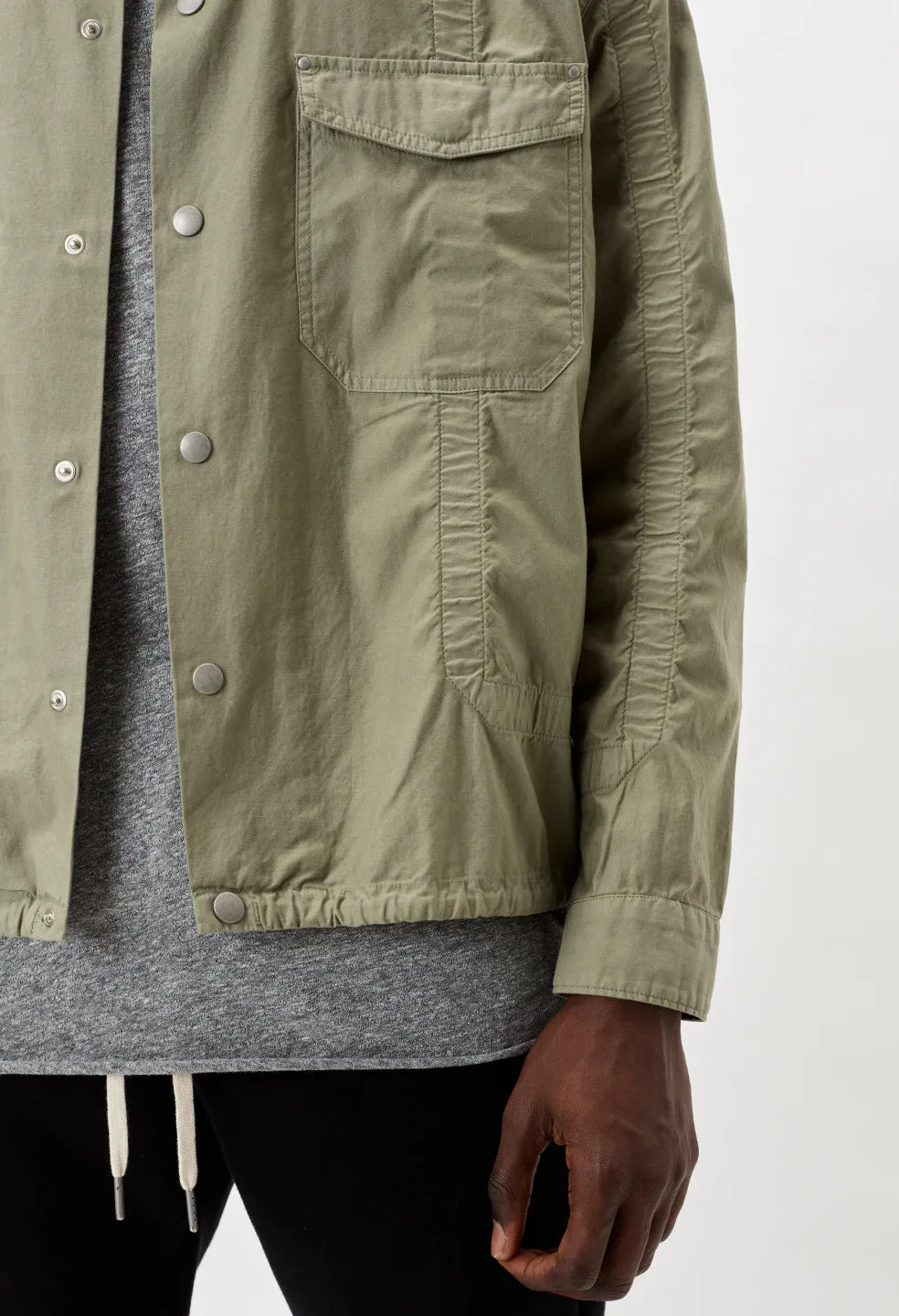 Cotton Poplin Frame Snap Overshirt / Olive