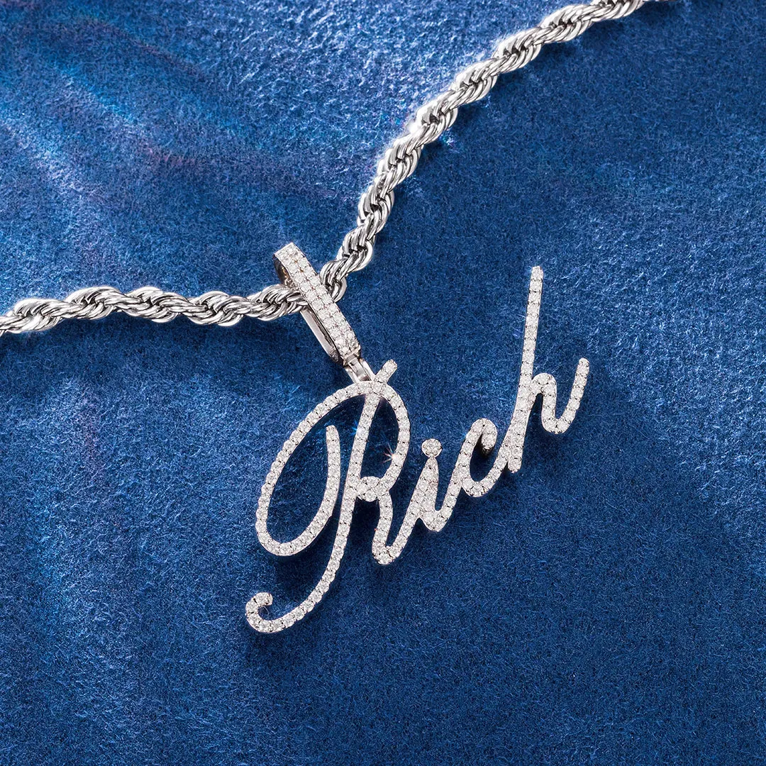 Custom Moissanite Cursive Letter Nameplate