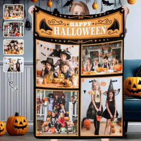 Custom Photo Blanket Ultra-Soft Personalized Micro Fleece Blanket Happy Halloween Decorations Pinkoween