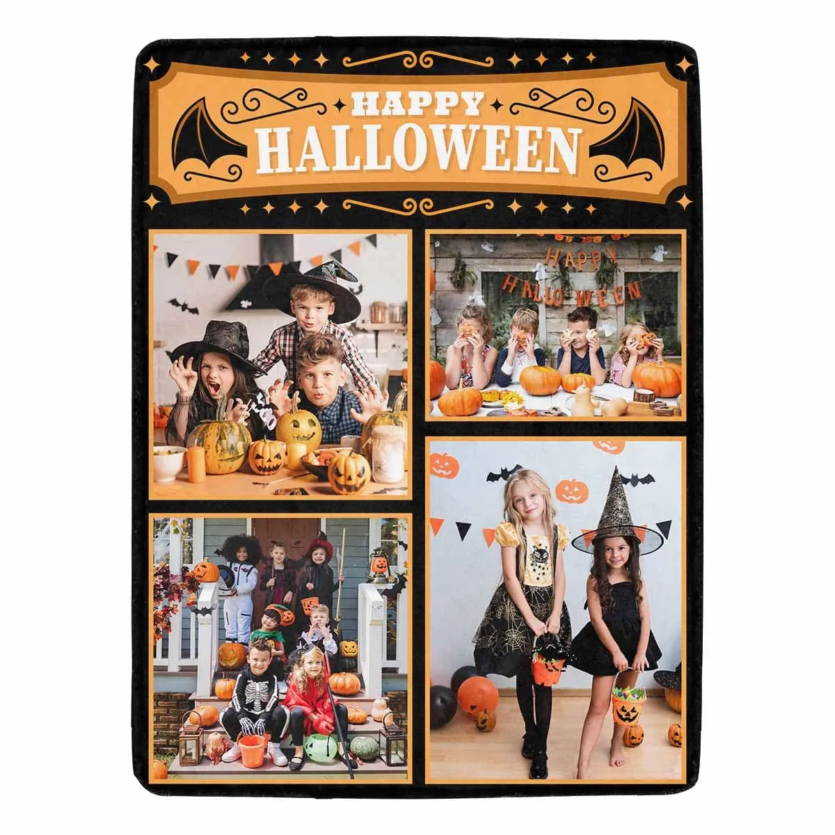 Custom Photo Blanket Ultra-Soft Personalized Micro Fleece Blanket Happy Halloween Decorations Pinkoween