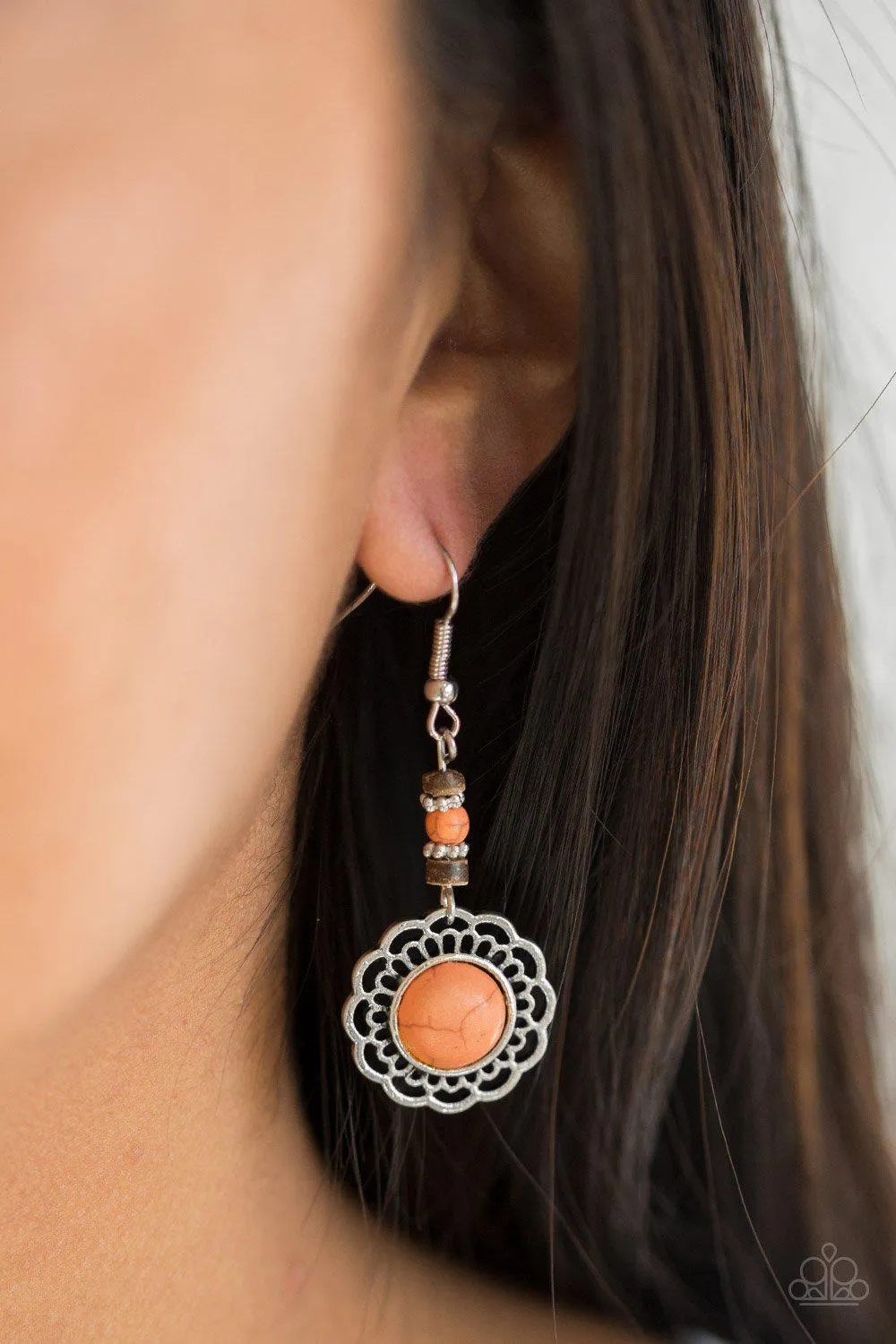 Desert Bliss Orange Stone Earrings - Paparazzi Accessories