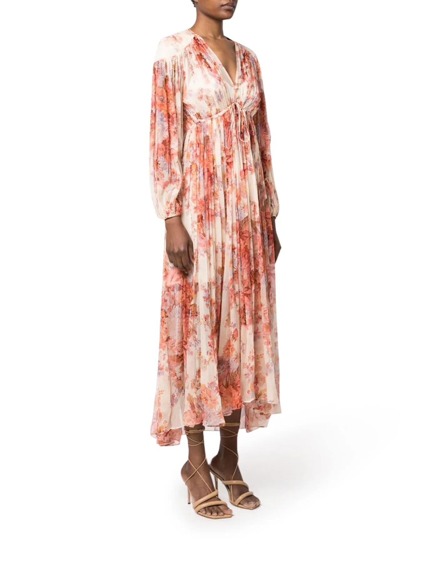 Devi floral-print silk dress