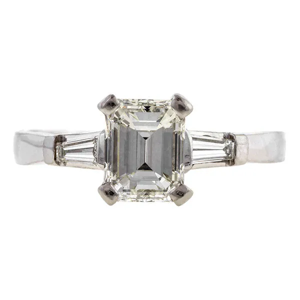 Estate Engagement Ring,  Emerald Cut 1.41ct.