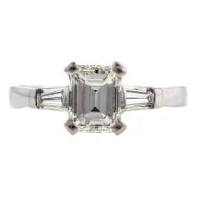 Estate Engagement Ring,  Emerald Cut 1.41ct.