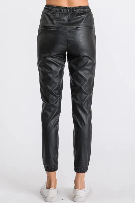 FAUX LEATHER JOGGERS