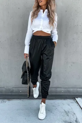 FAUX LEATHER JOGGERS