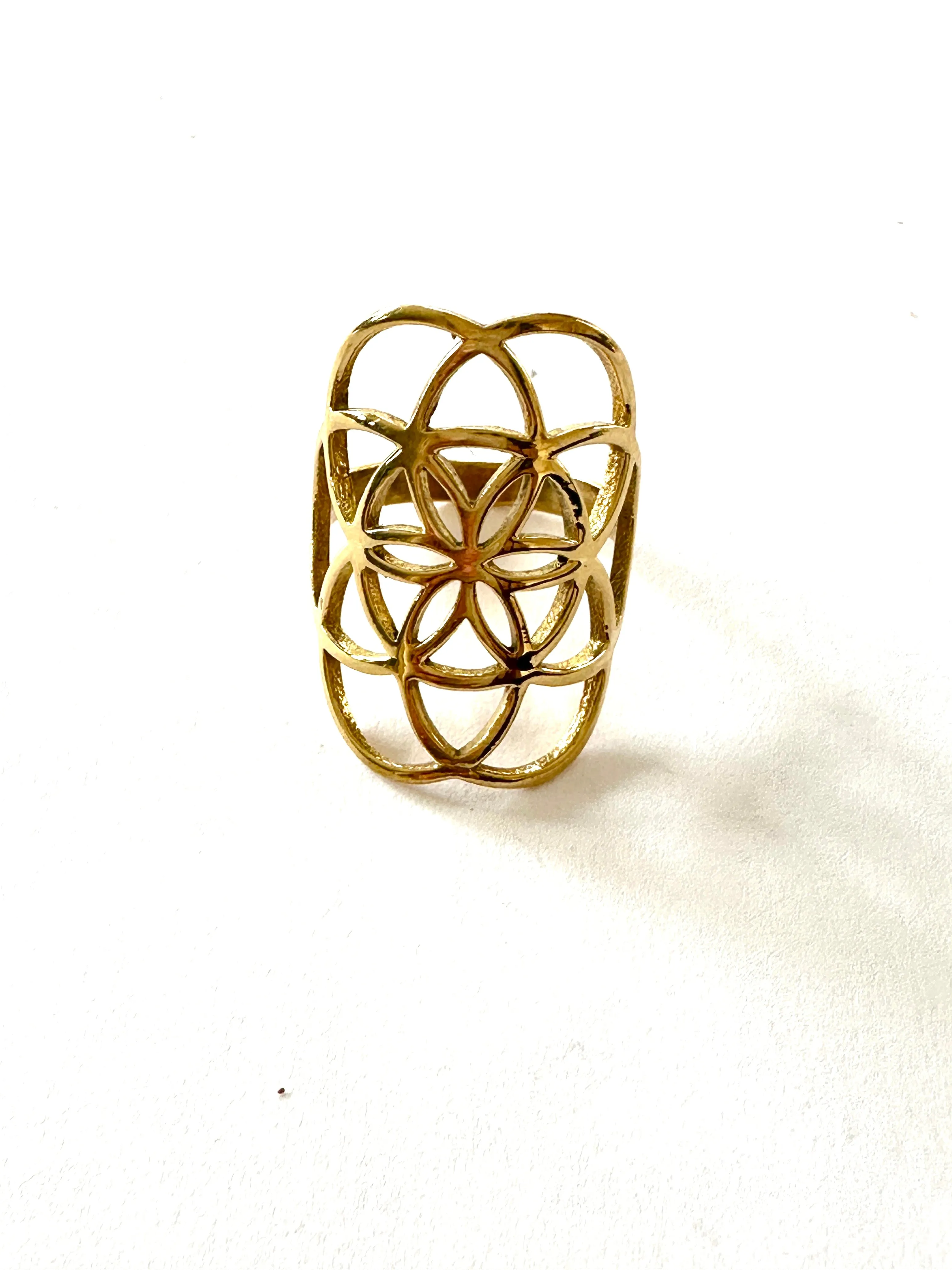 Flower of Life Brass Ring