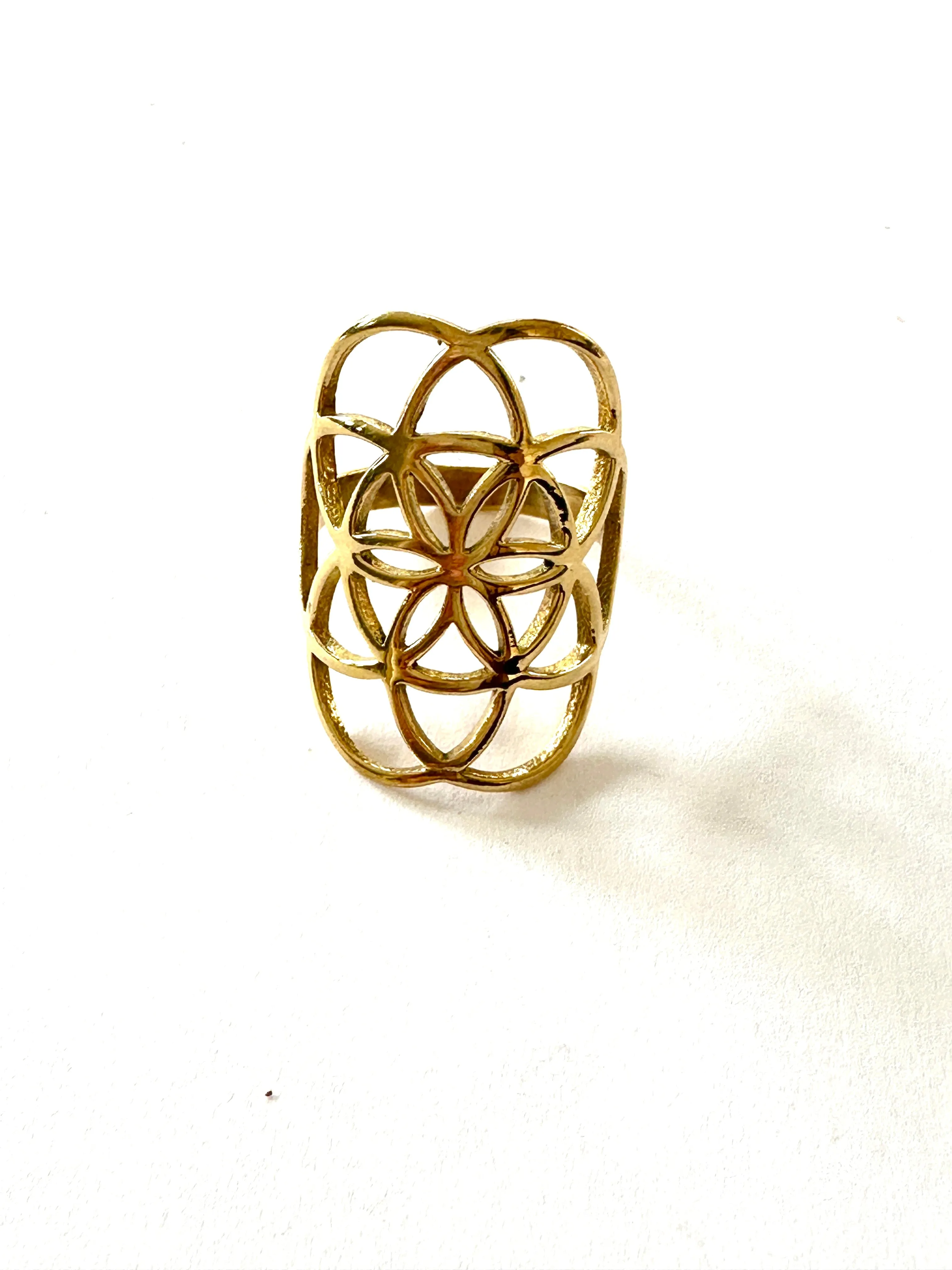 Flower of Life Brass Ring