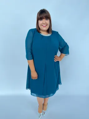 Godske Dress with Diamante Collar in Teal