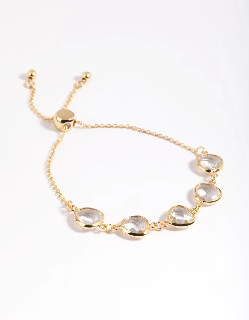 Gold Plated Clear Stone Toggle Bracelet