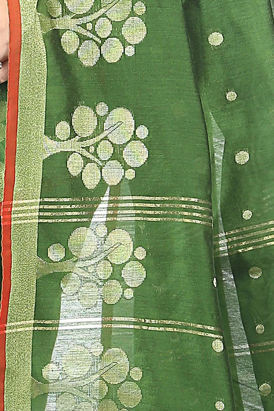 Green bengal handloom extrawefts work saree