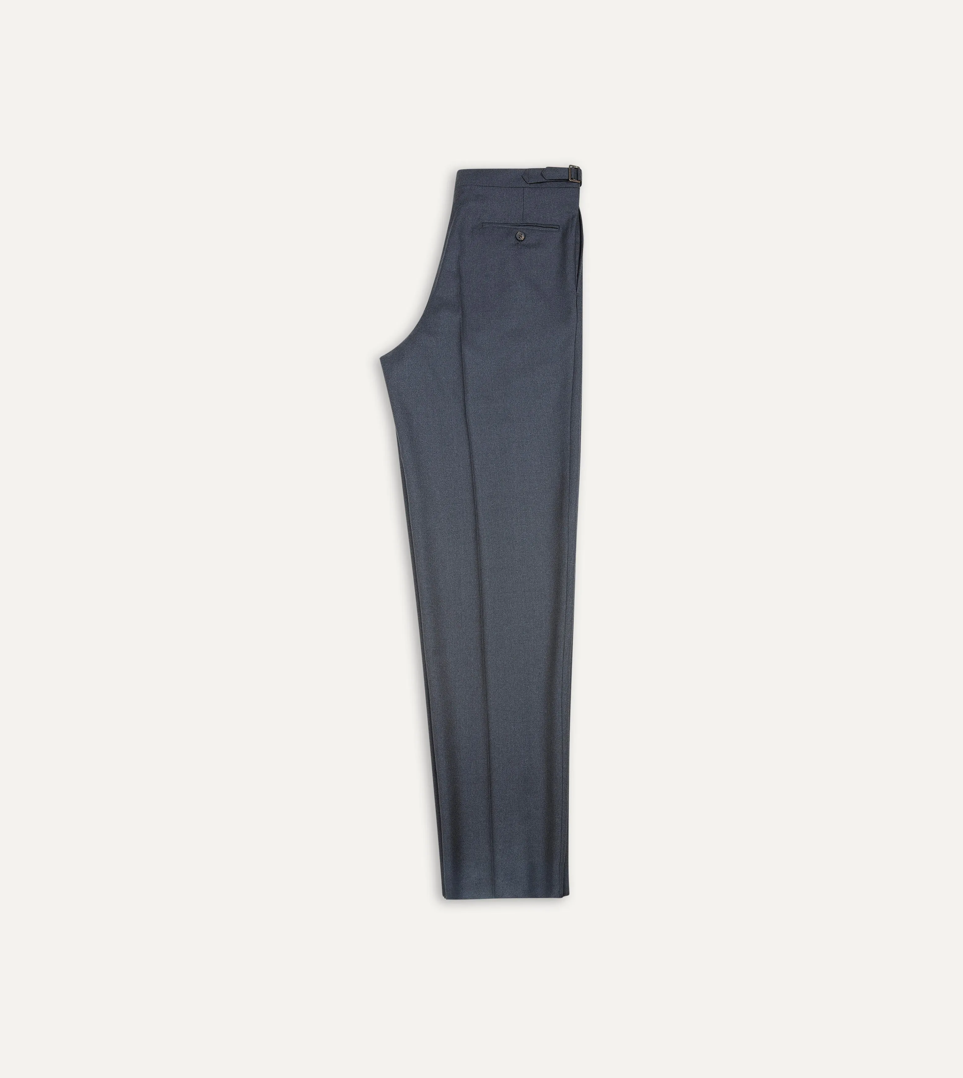 Grey Worsted Wool Single Pleat Trouser