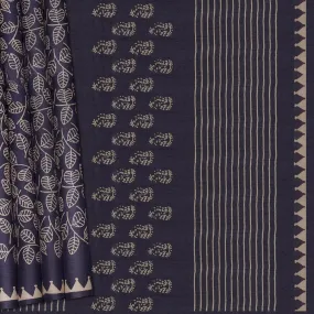 Handwoven Blue Tussar Silk Saree - 2117T010619DSC