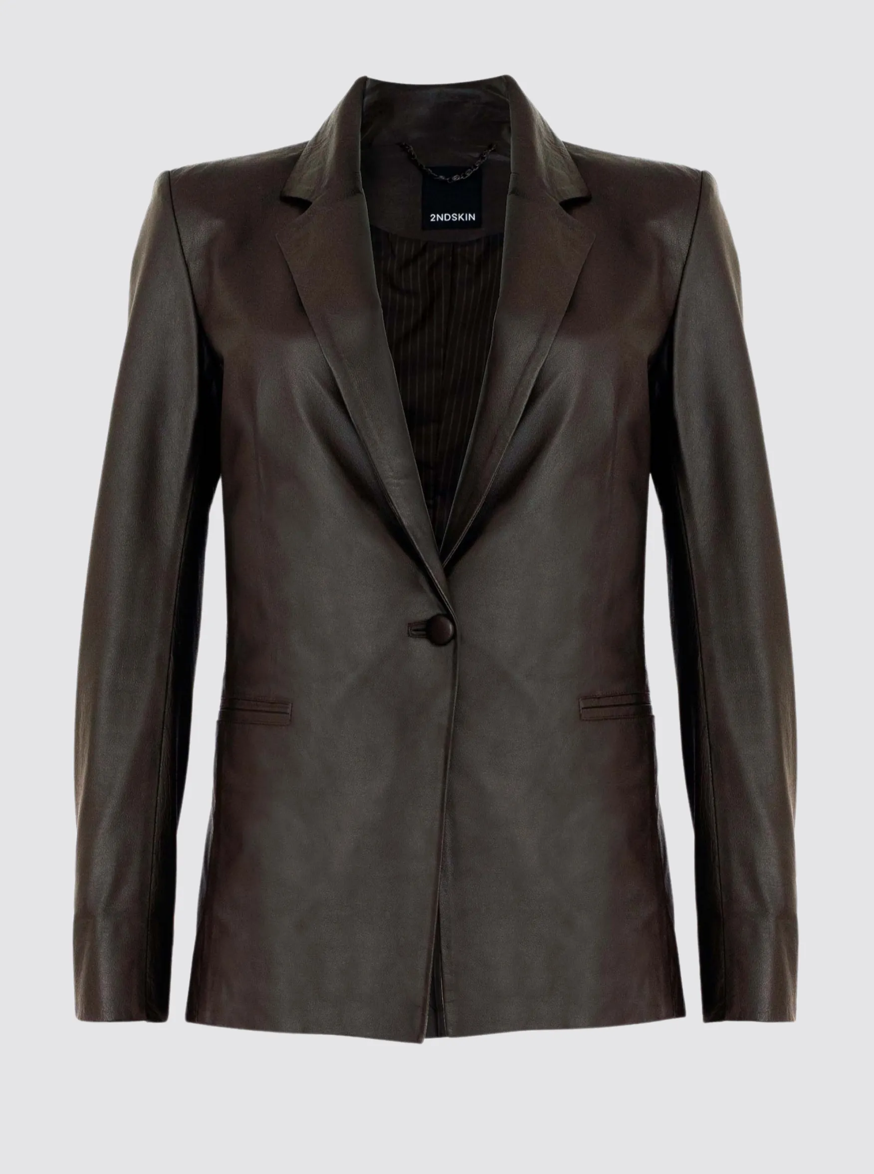 IGGY LEATHER BLAZER - CHOCOLATE BROWN