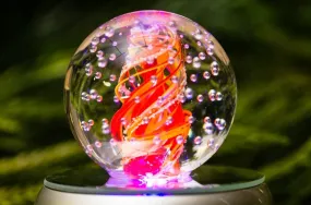 Illuminated Spiral Bubble Flame Paperweight with Infused Cremation Ashes