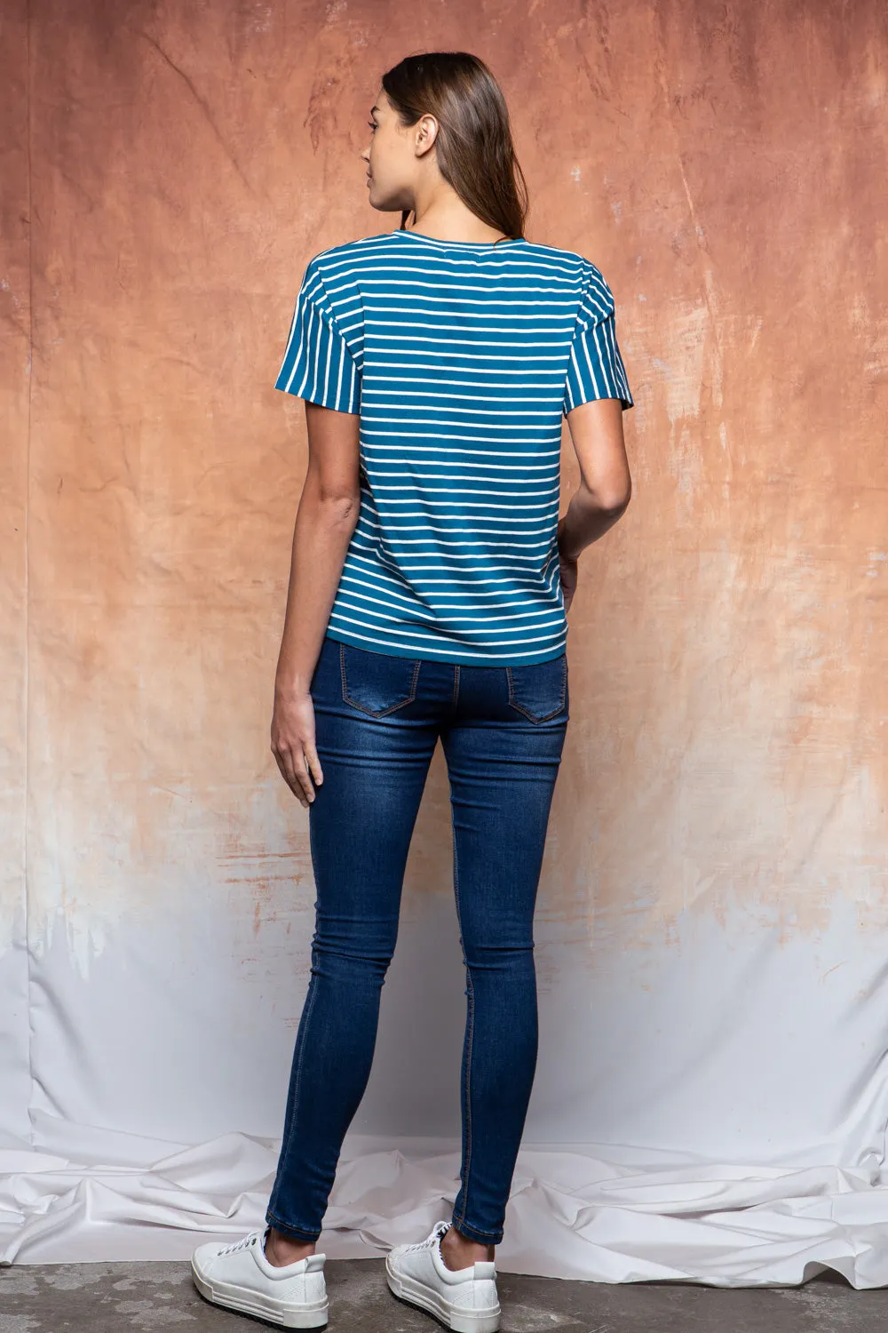 Jade Classic Stripe Tee in Teal