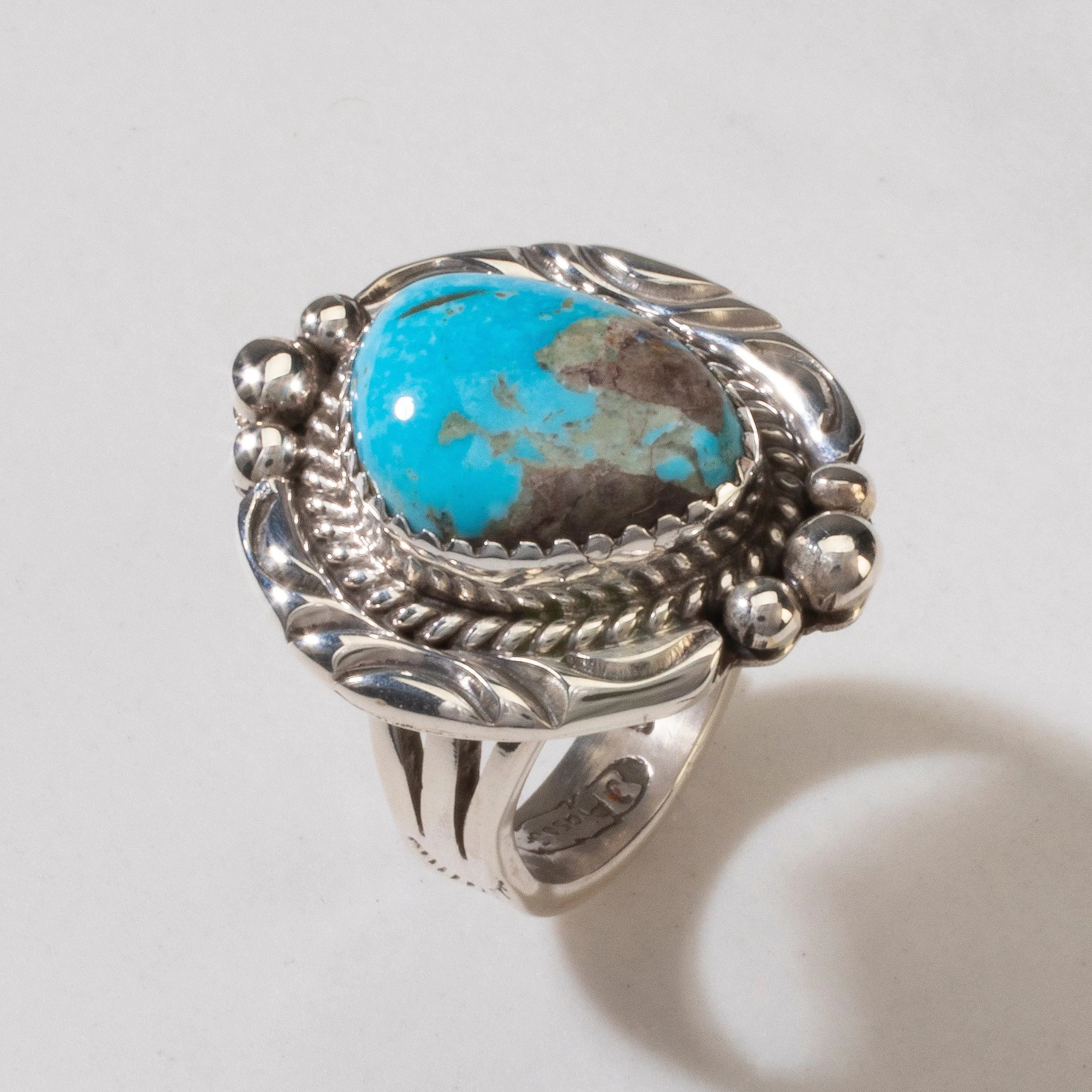 Joe Piaso Jr. Sleeping Beauty Turquoise Navajo USA Native American Made 925 Sterling Silver Ring