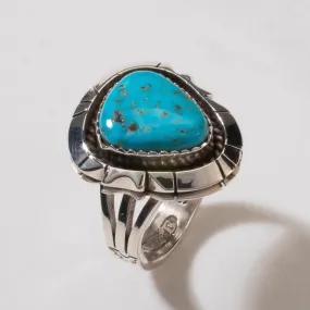 Joe Piaso Jr. Sleeping Beauty Turquoise Navajo USA Native American Made 925 Sterling Silver Ring